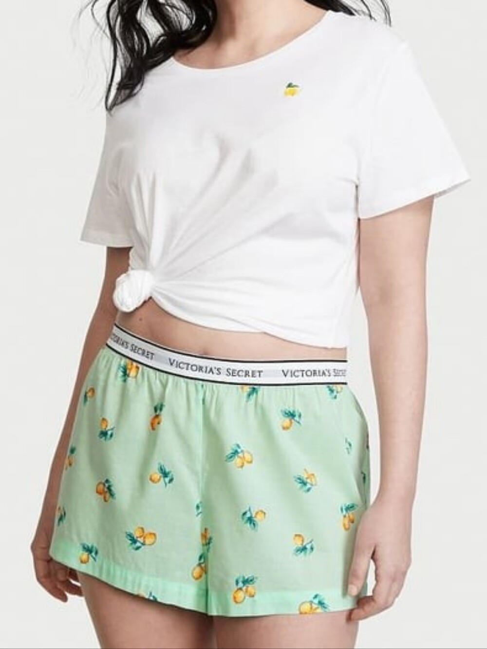 NWOT Victoria's Secret Cotton Short Tee-Jama Set Lemon Size Medium